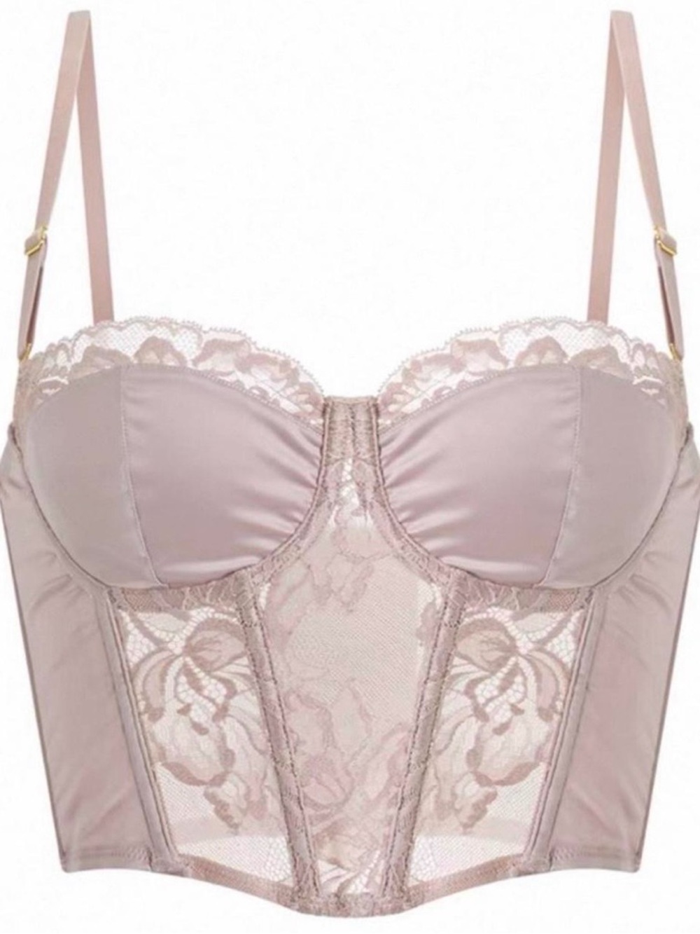 Women's Lace Bustier Corset Top - Blush Pink